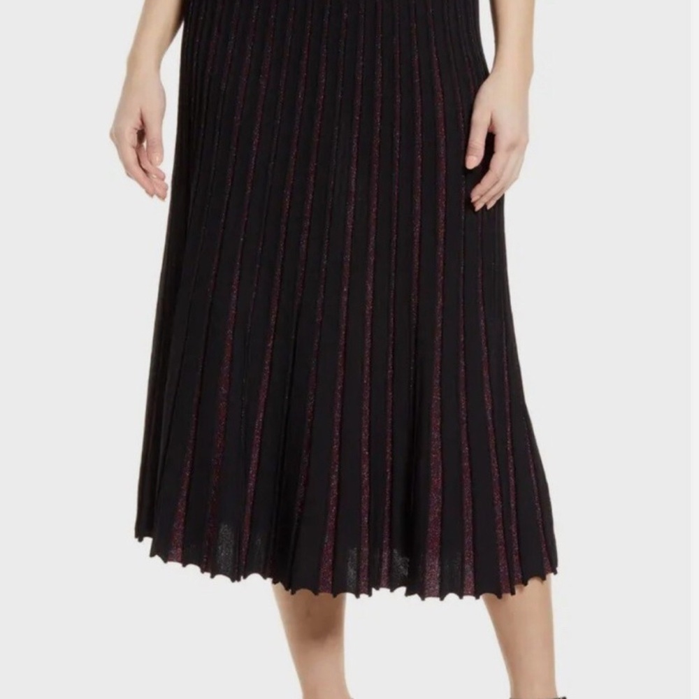 NWT Marine Layer Black and Purple Midi Skirt